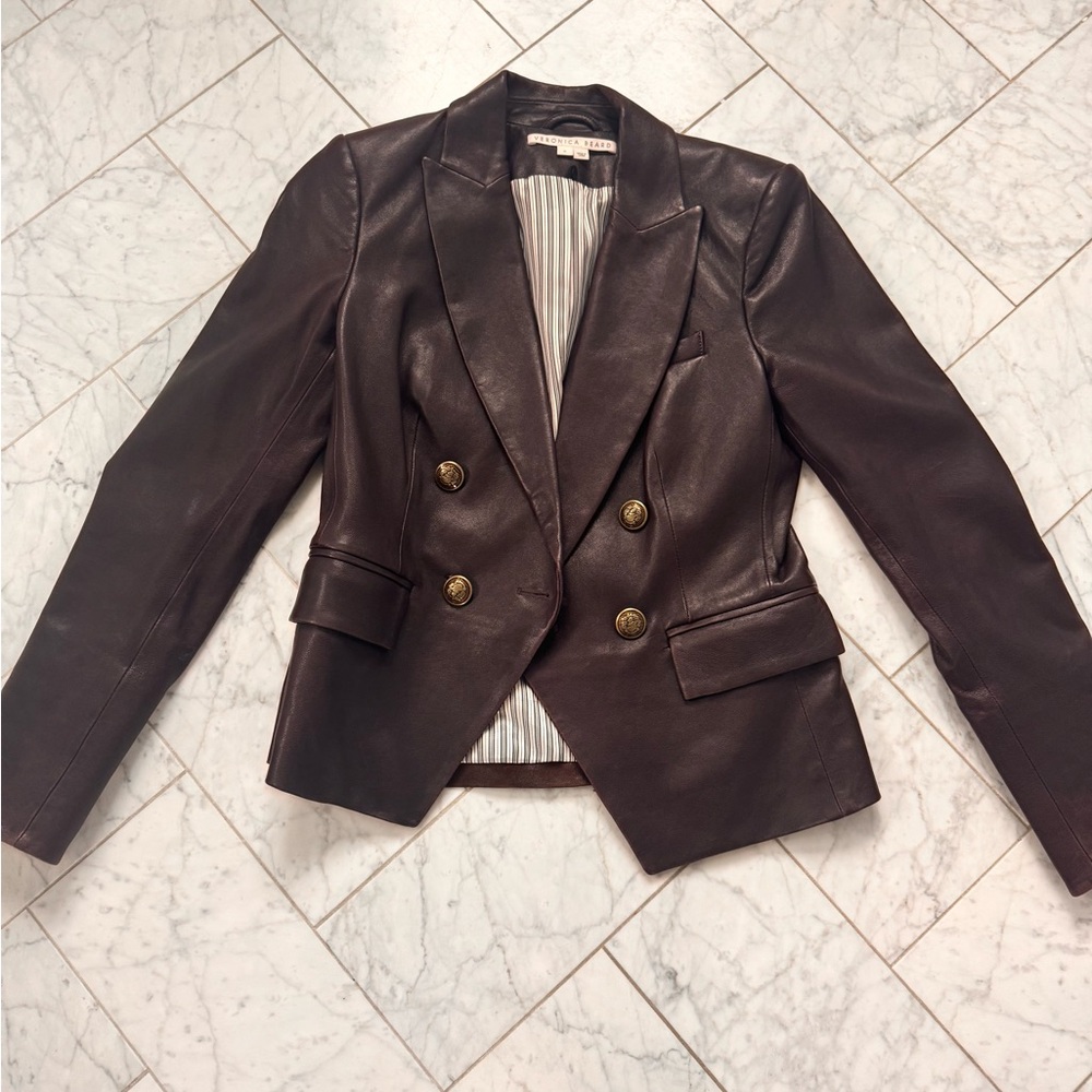 Veronica Beard Brown Leather Women's Blazer